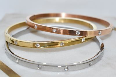 Stainless Steel Gold Plate Bangle 4mm Wide