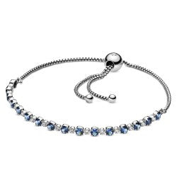 Sterling Silver Blue & White Tennis Bracelet.