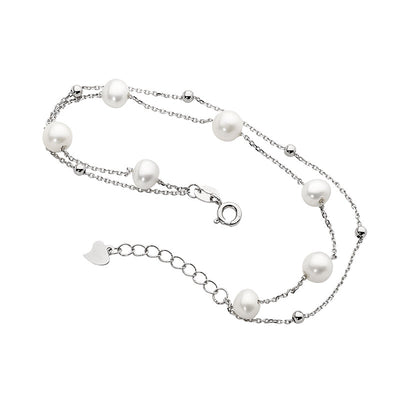 Silver Double Freshwater Pearl Bracelet