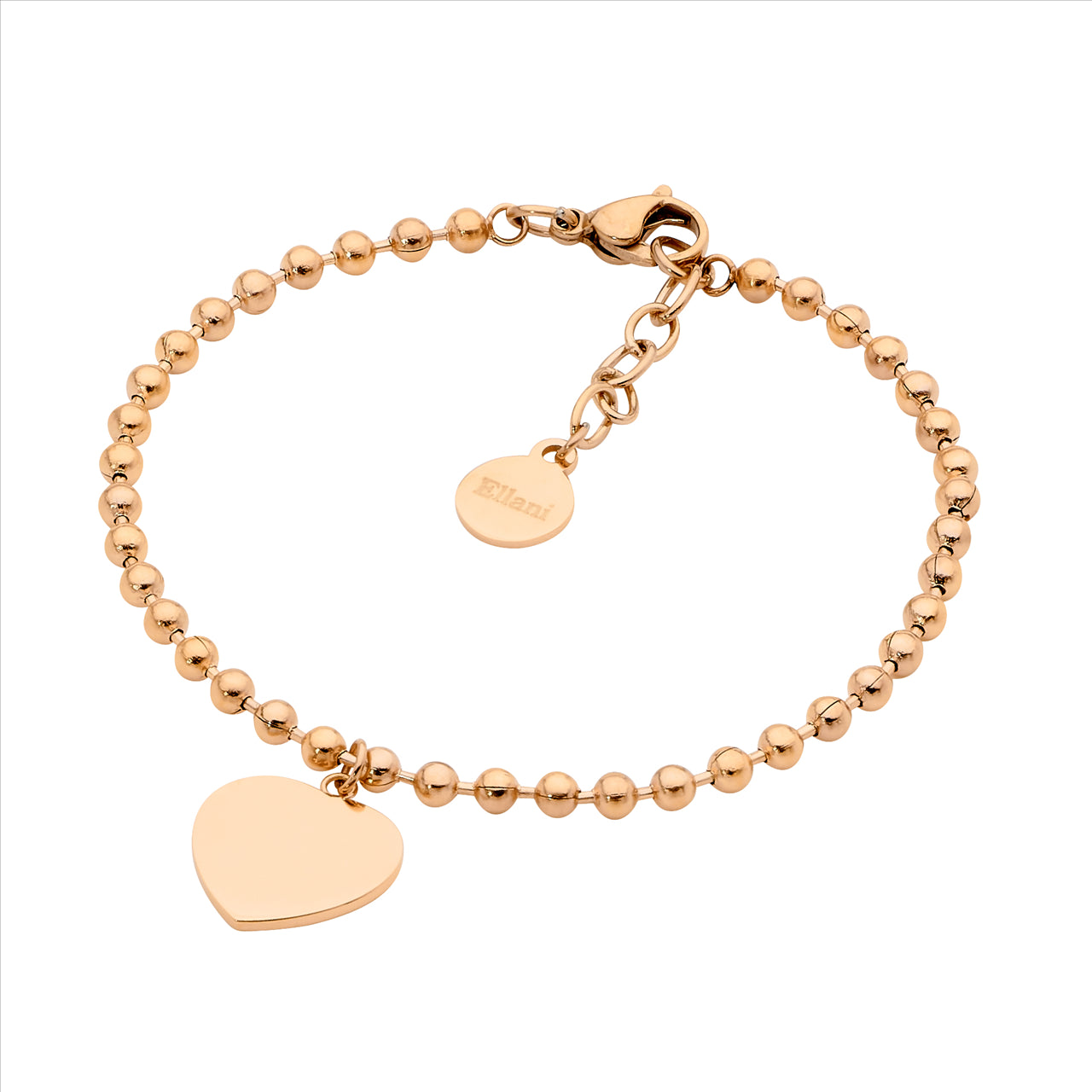 Ellani Gold Plated Ball Braclet with Flat Heart