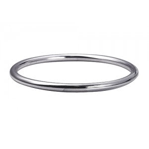 Sterling Silver 4mm Solid Gold Bangle - 50mm.