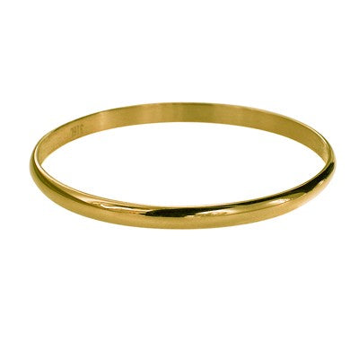 Gold Finish 5mm wide Bangle half round profile - 65mm diameter.