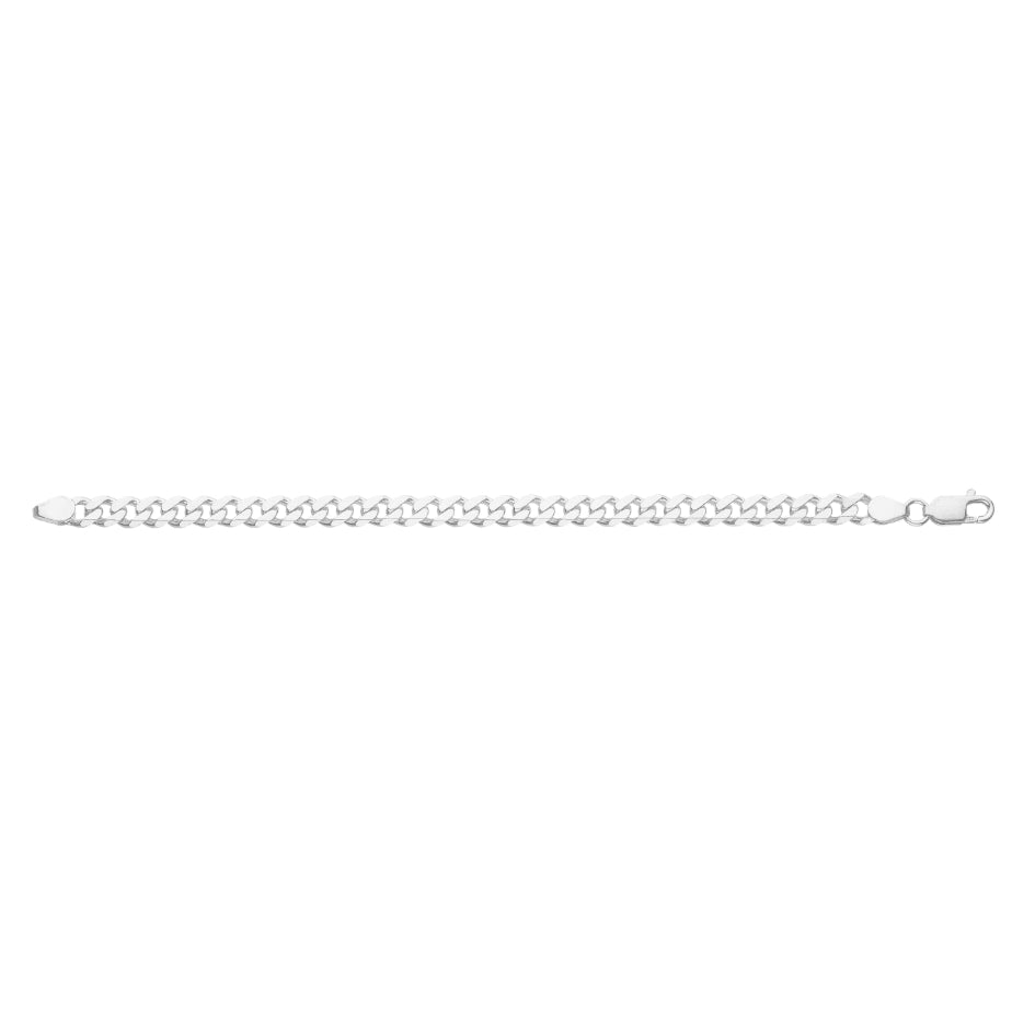 Sterling Silver Bevel Curb Link Mens Bracelet - 21cm.