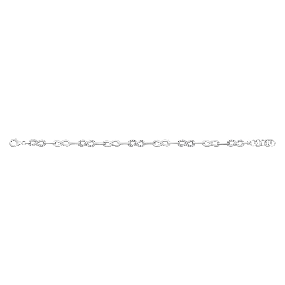 Sterling Silver Infinity Link CZ Bracelet.