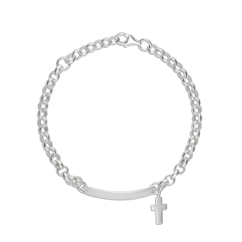 Sterling Silver Baby Bracelet with Hanging Cross.