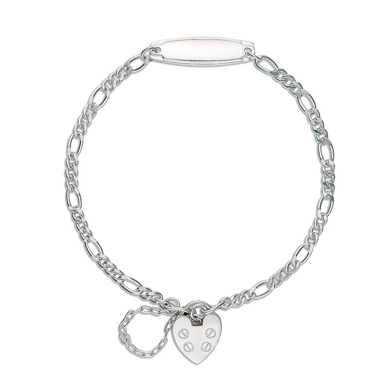 Sterling Silver Baby ID Bracelet with Padlock.