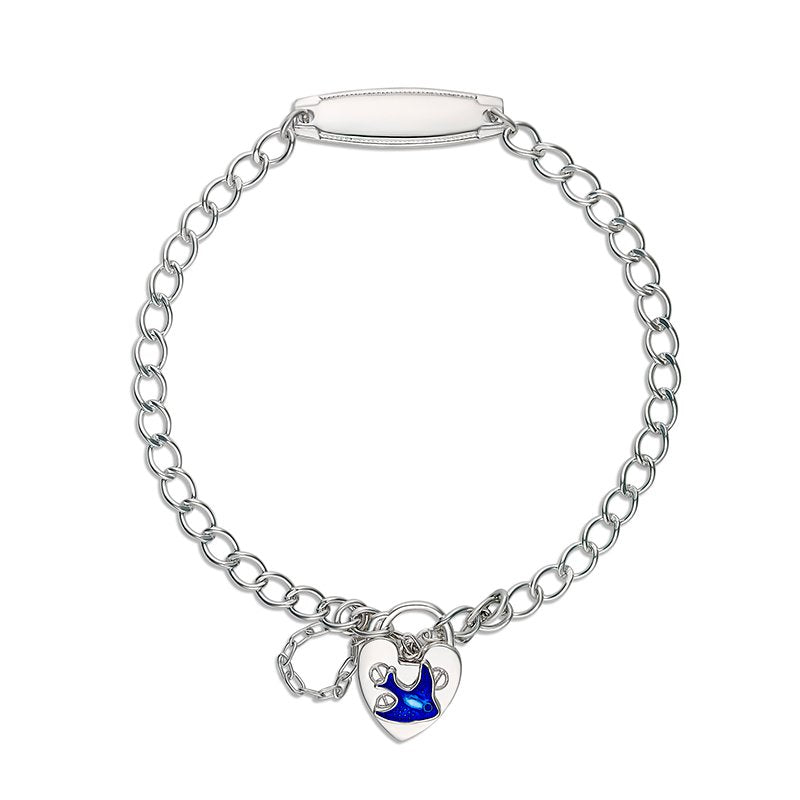 Baby Curb Bracelet with ID Plate & Padlock & Bluebird.