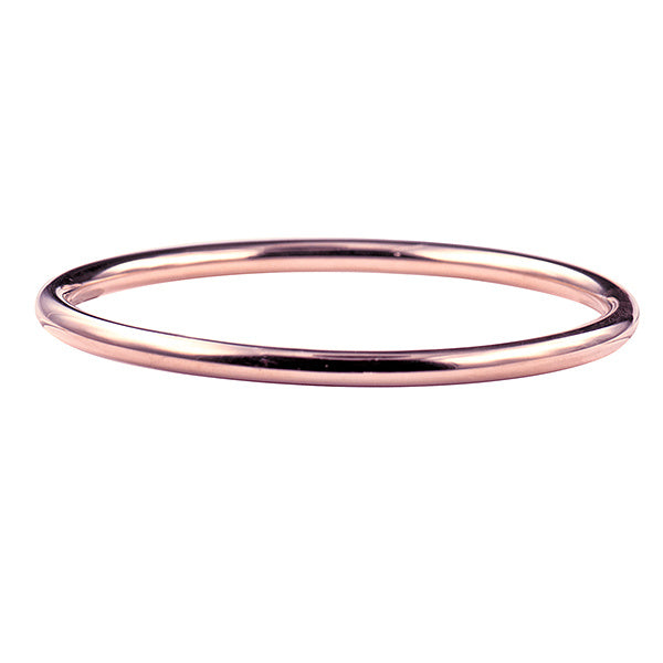 Stainless Steel Pink Ion-Plated Round Bangle