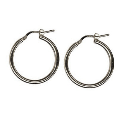 Sterling Silver Plain Hoop Earrings. - 20mm.