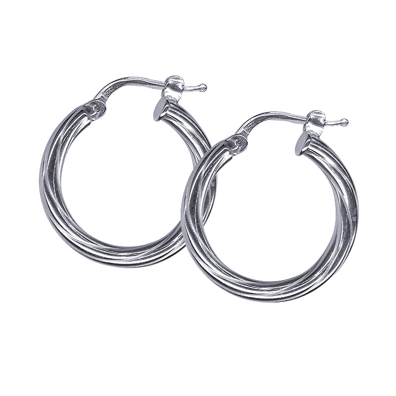 Sterling Silver Italian Twist Hoop Earrings.