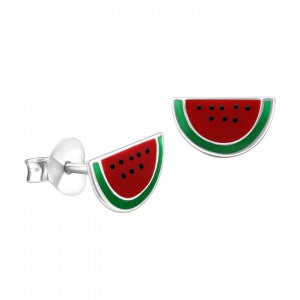 Sterling Silver Watermelon Enamel Stud Earrings