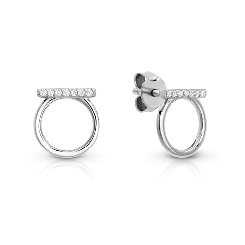 Sterling Silver Circle CZ Stud Earrings