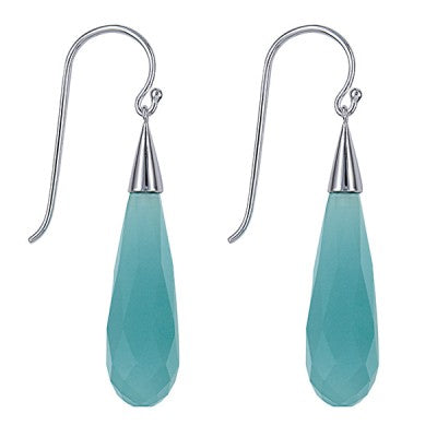 Sterling Silver Briolette Turquoise Obsidian Drop Earrings