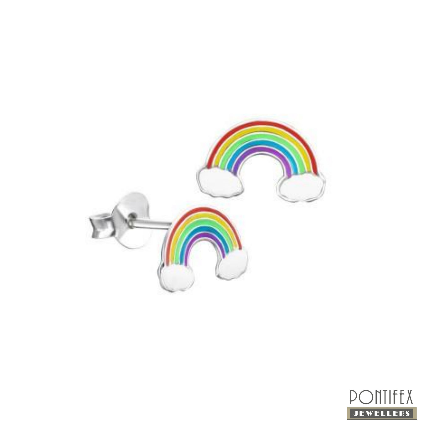 Sterling Silver Rainbow Enamel Earrings