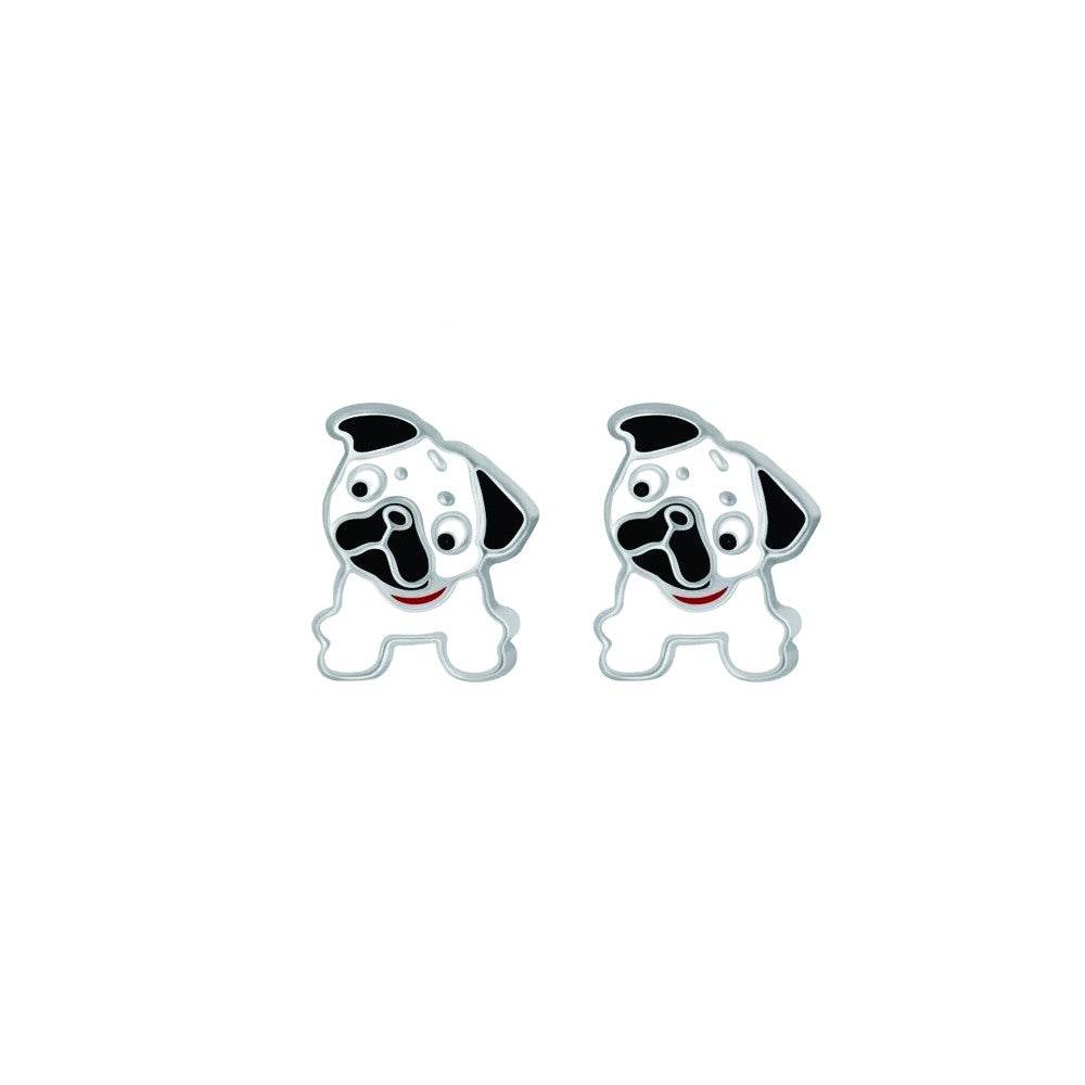 Sterling Silver Bulldog Puppy Stud Earrings