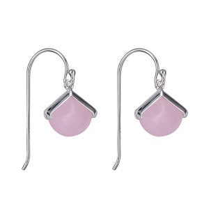 Sterling Silver Created Rose Quartz Fancy Hook Earrings