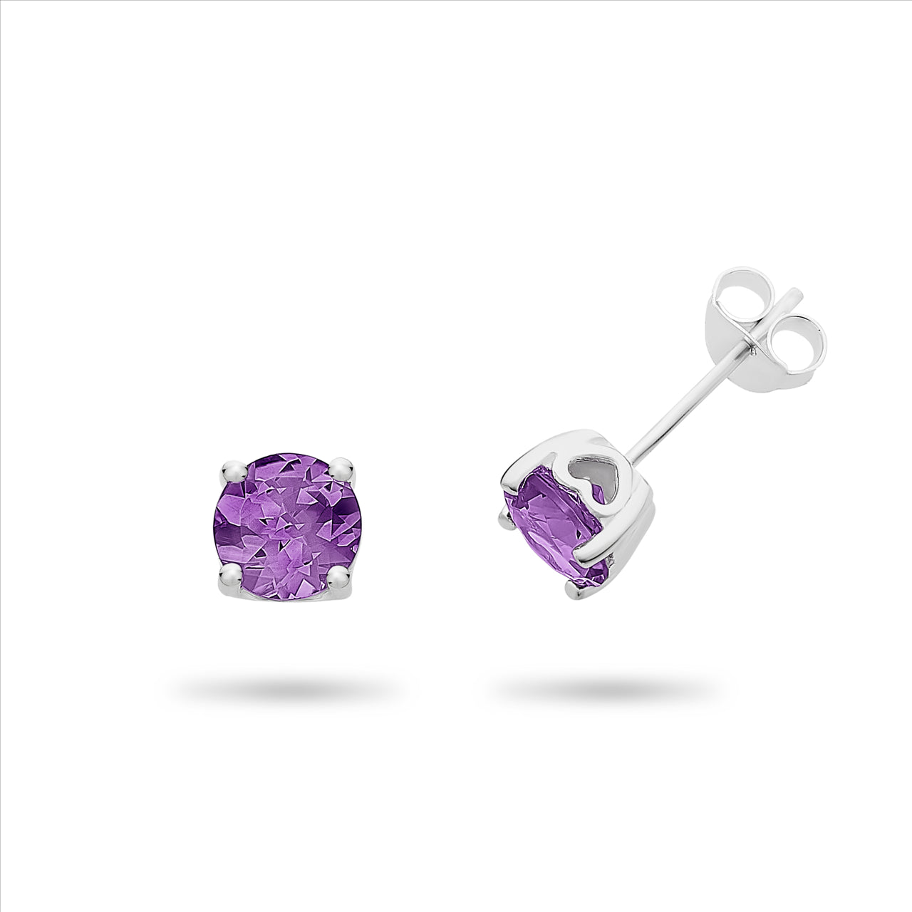 Sterling Silver Amethyst Stud Earrings