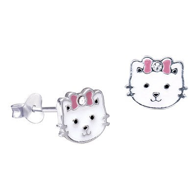 Sterling Silver Cat Stud Earrings