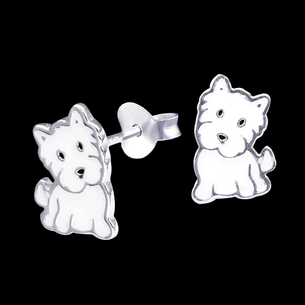 Sterling Silver Puppy Dog Earrings