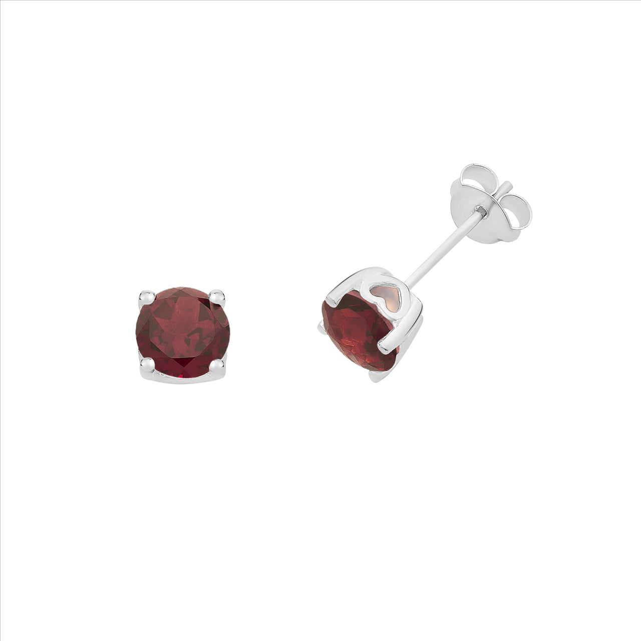 Sterling Silver Garnet Stud Earrings.