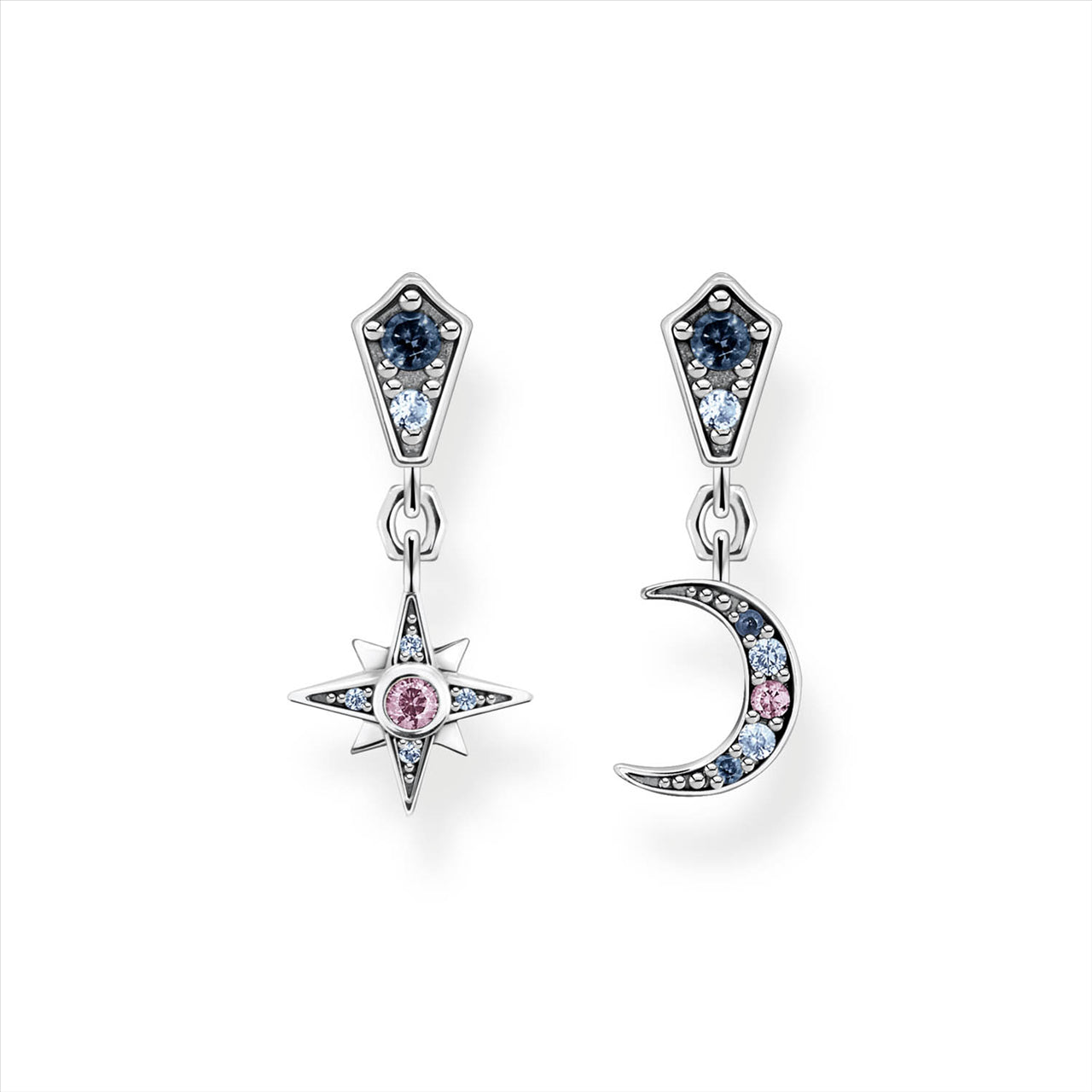 Thomas Sabo Kingdom Small Star & Moon Mismatch Earrings.