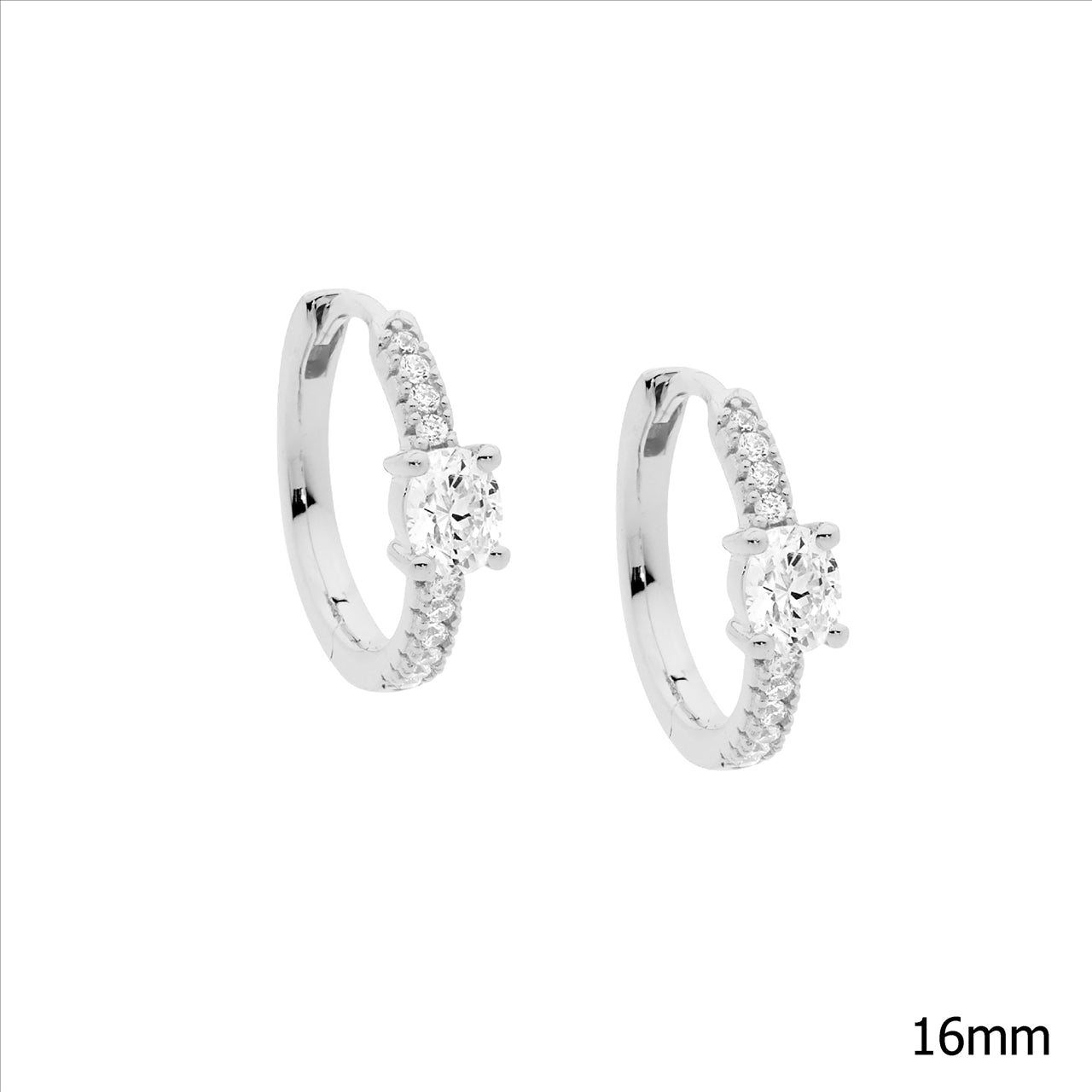 Cubic zirconia Hoop Earrings - Sterling Silver.