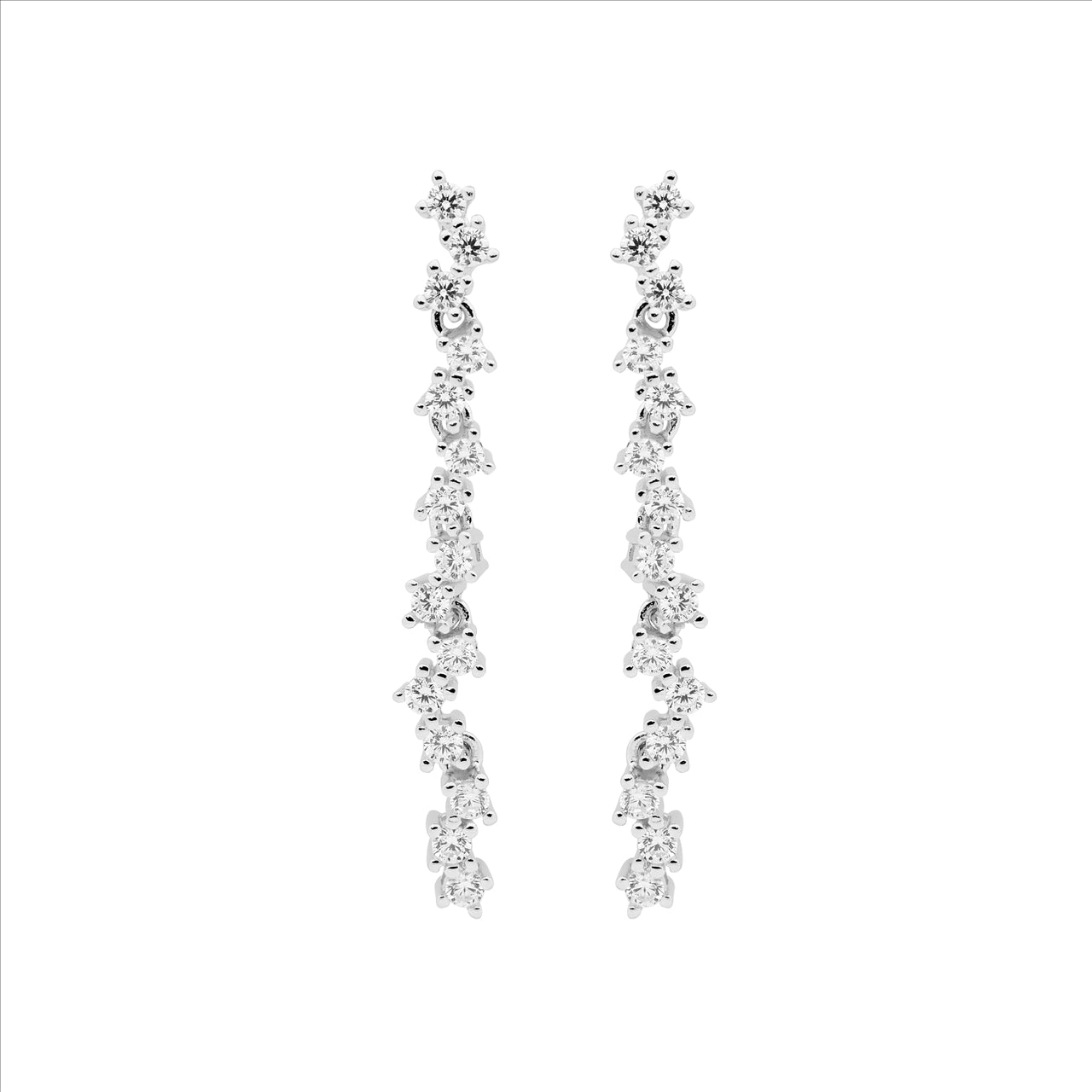 Long Cubic Zirconia Sparkle Drop earrings - Sterling Silver