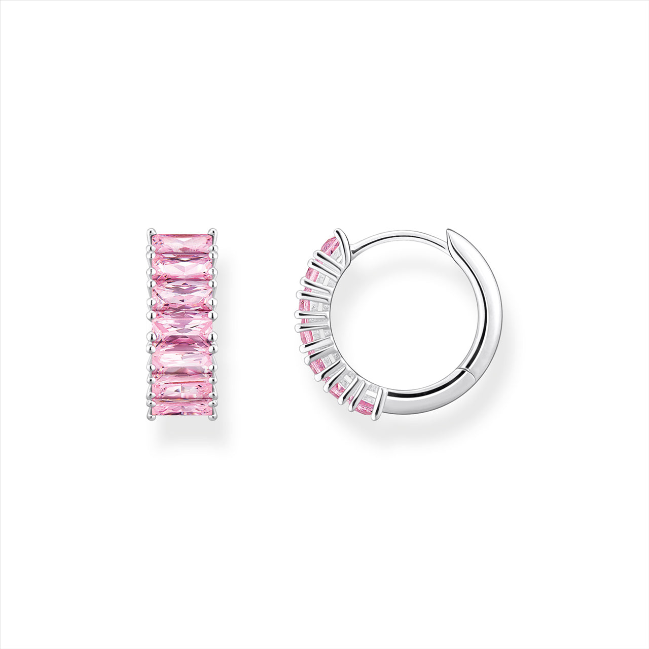 Thomas Sabo Heritage Pink Baugette Huggie Earrings.