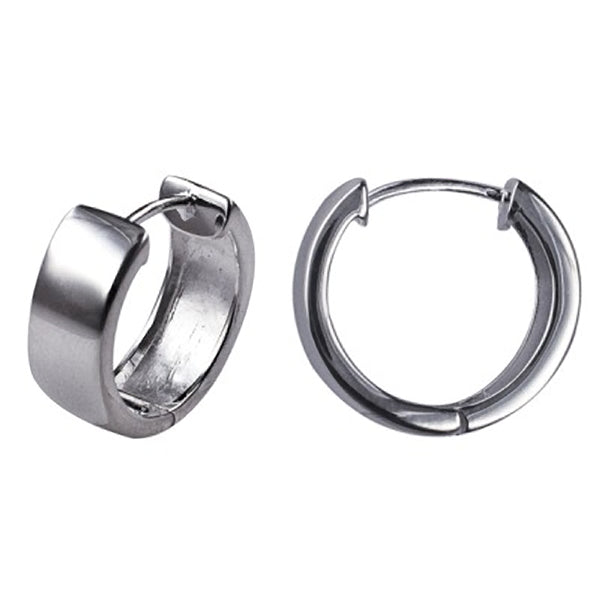 Sterling Silver Wide Polished Huggie Earrings.