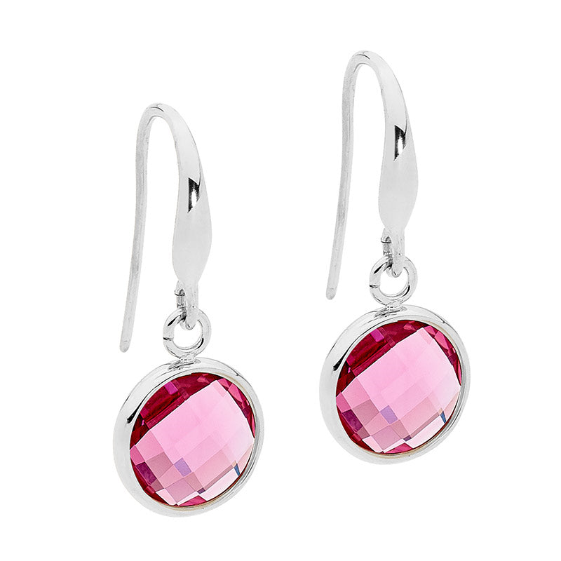 Stainless Steel Pink Drop Earrings.