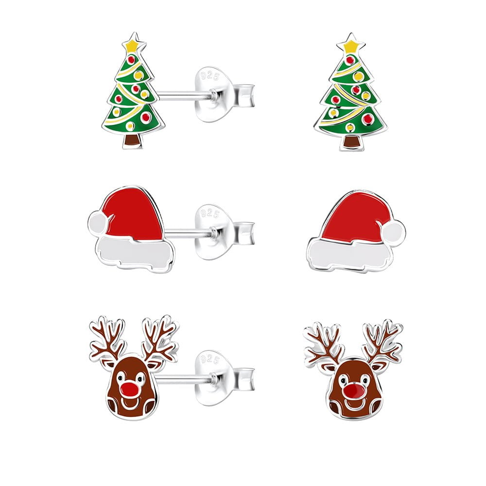 Christmas Stud Earring Set - 3 Pairs of Earrings.