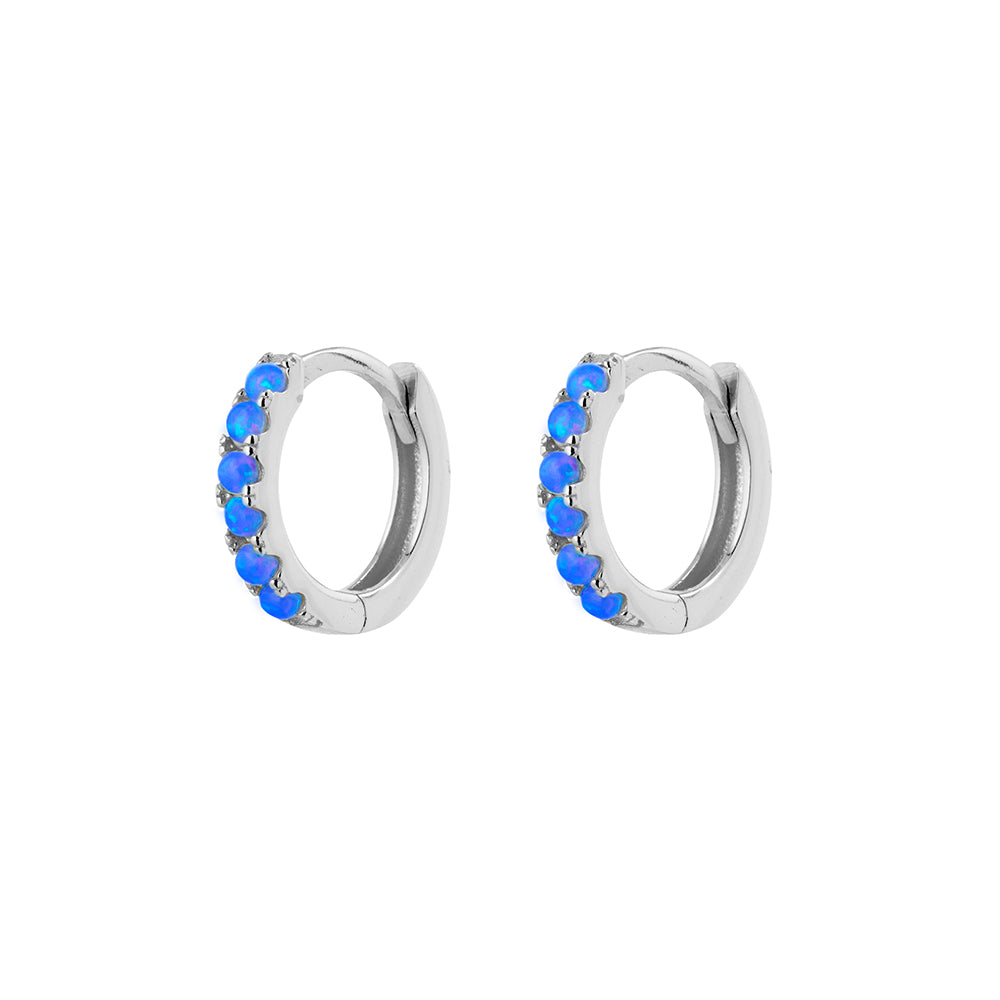 Sterling Silver Small Opalite Huggie Earrings.