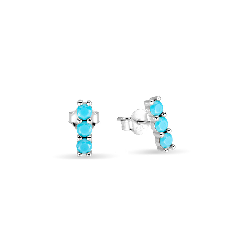 Sterling Silver Created Turquoise Bar Studs.