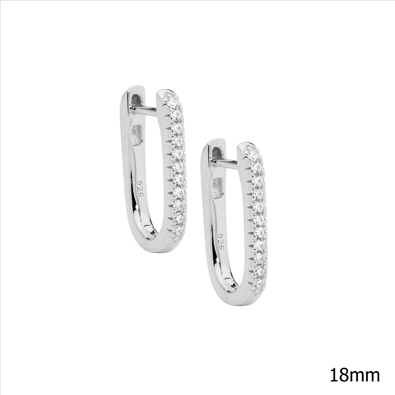 Oval Paperclip CZ Huggie Earrings - Silver.