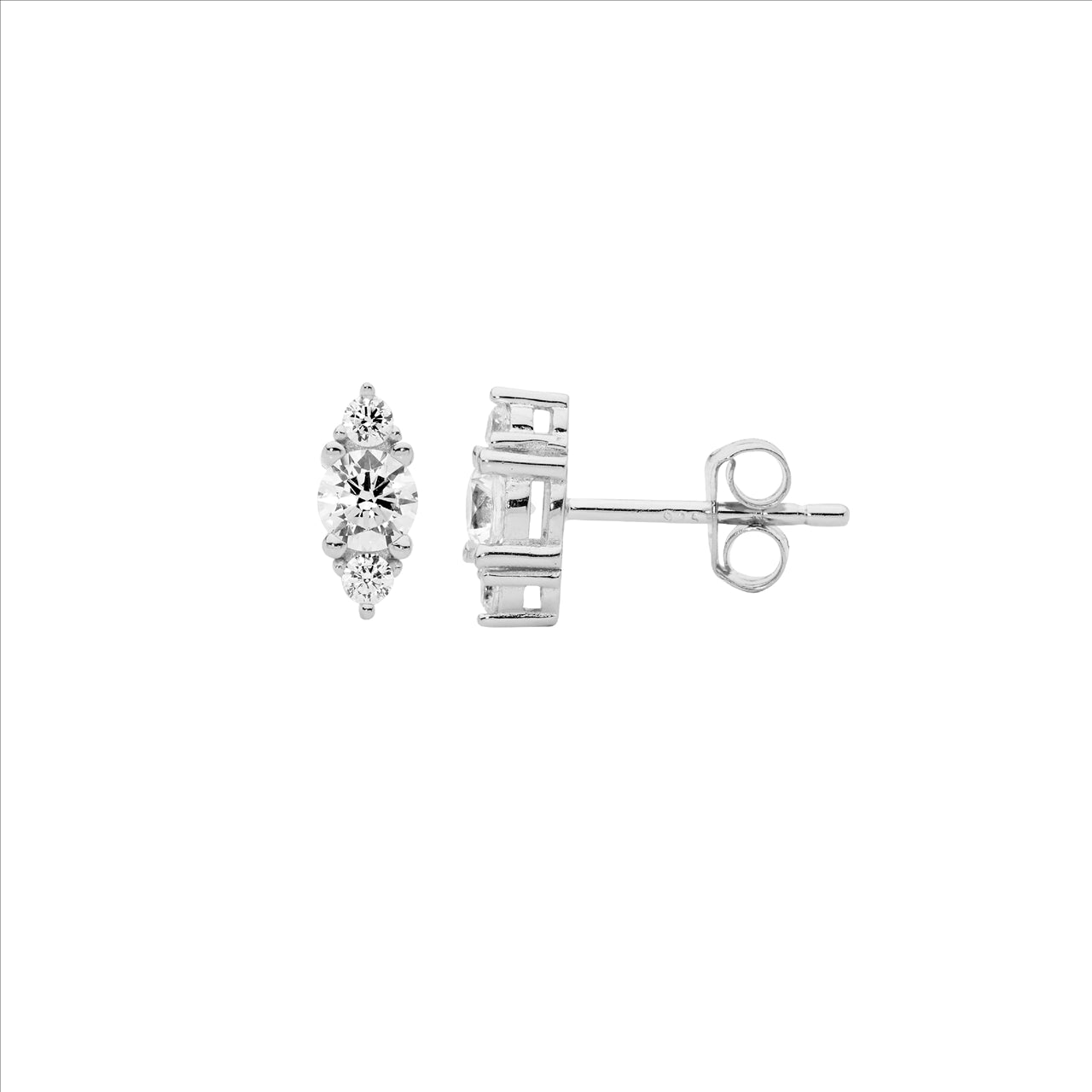 Scattered Cubic Ziconia Stud Earrings - Silver.