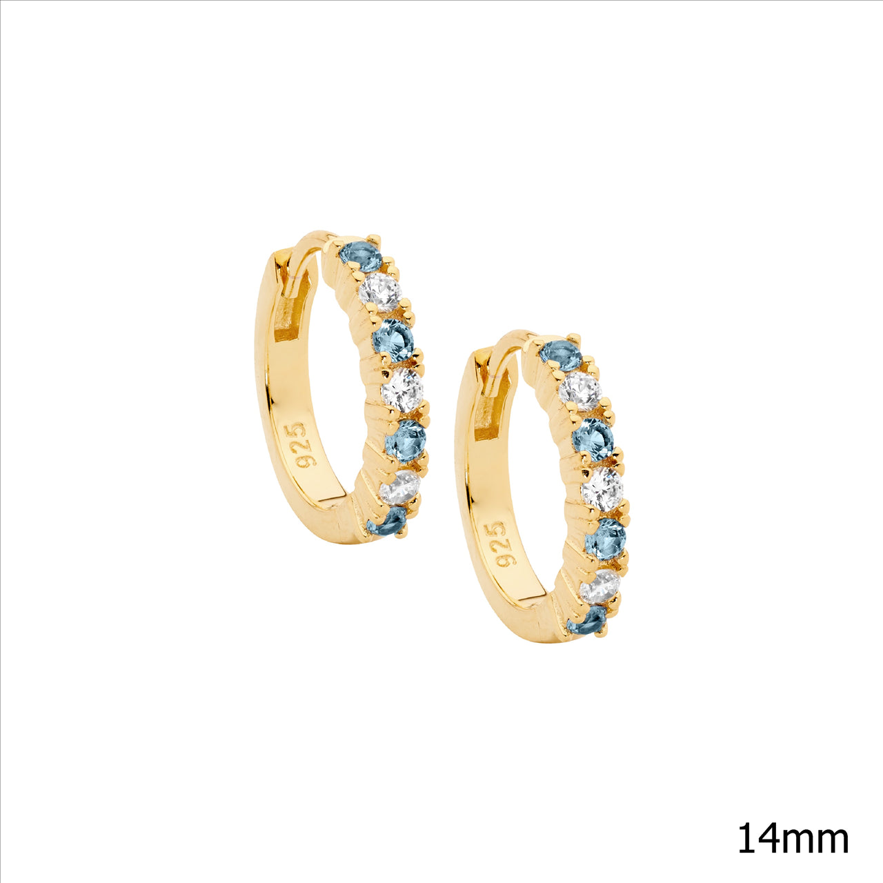 Blue Spinel & CZ Huggie Earrings