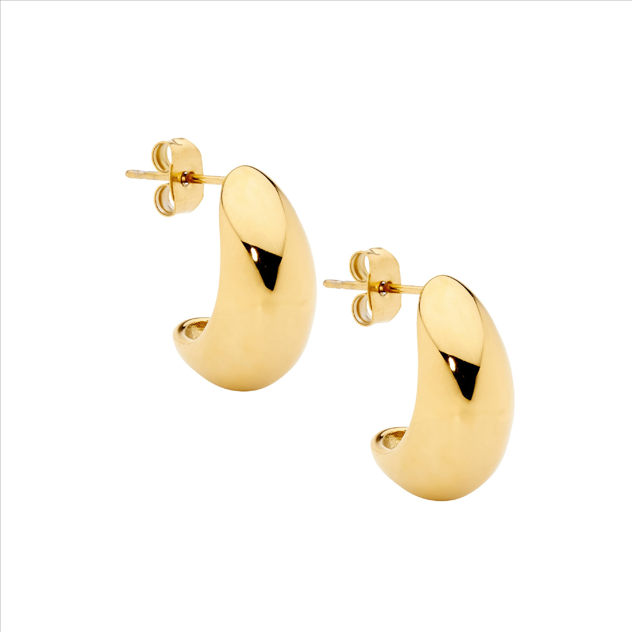 Modern Polished Teardrop Earrings - Yellow gold.