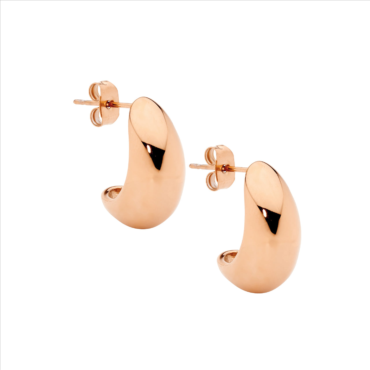 Modern Polished Teardrop Earrings - Rose Gold