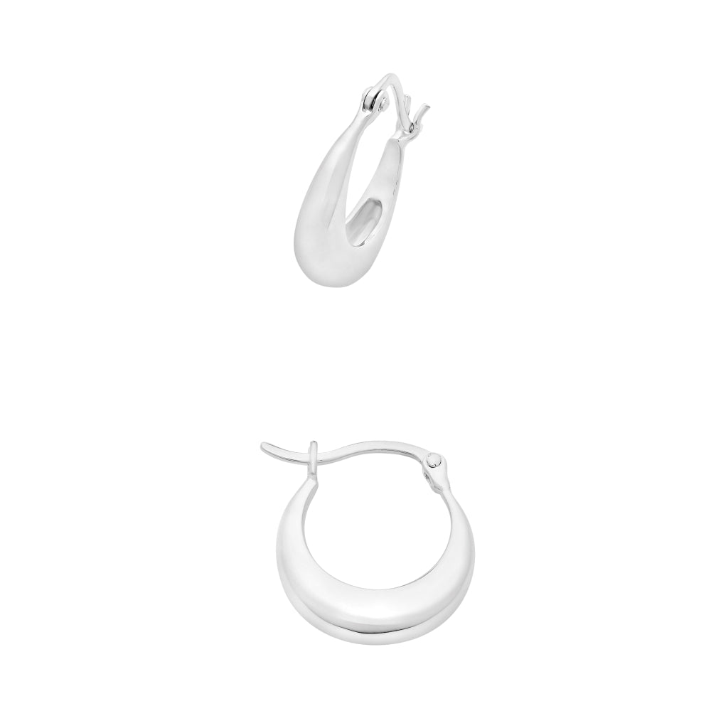 Sterling Silver Graduated Hoop Earrings.