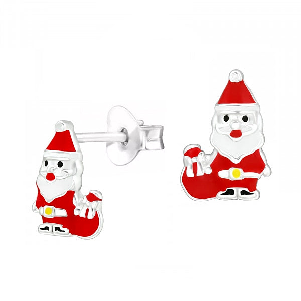 Sterling Silver Santa Claus Stud Earrings.