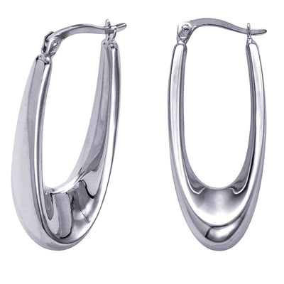 Sterling Silver Tapered Oval Hoop Earrings