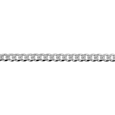 Heavy Sterling Silver Flat Curb Link Chain - 70cm.