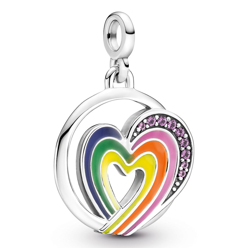 Sterling Silver Rainbow Heart Pendant.