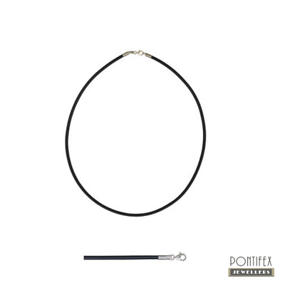 2mm Black Neoprene Rubber Necklace & Sterling Silver Clasp