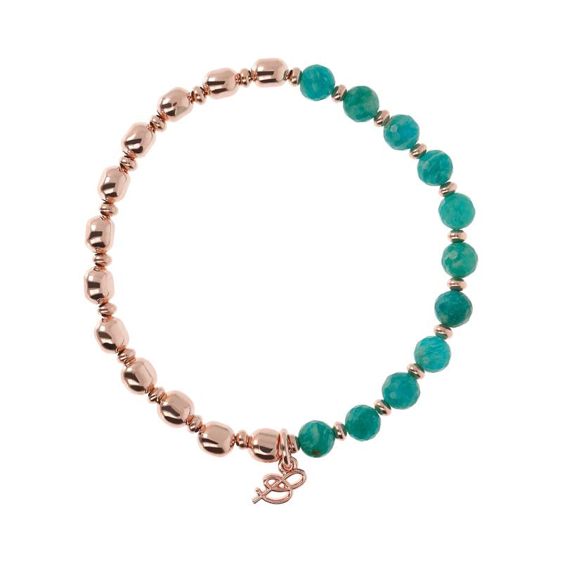 Bronzallue Bracelet with Amazonite & Rose Gold Plate Beads