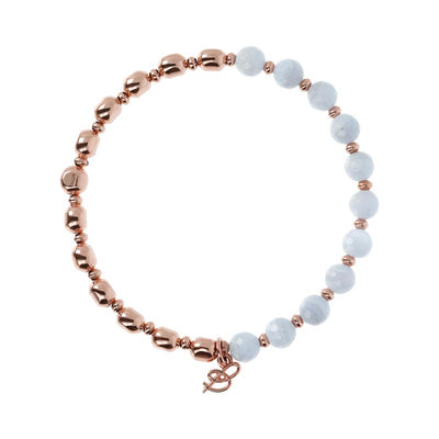 Bronzallure Rose & Blue Lace Agate Bracelet