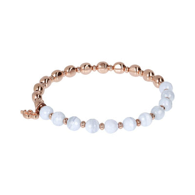 Bronzallure Rose & Blue Lace Agate Bracelet