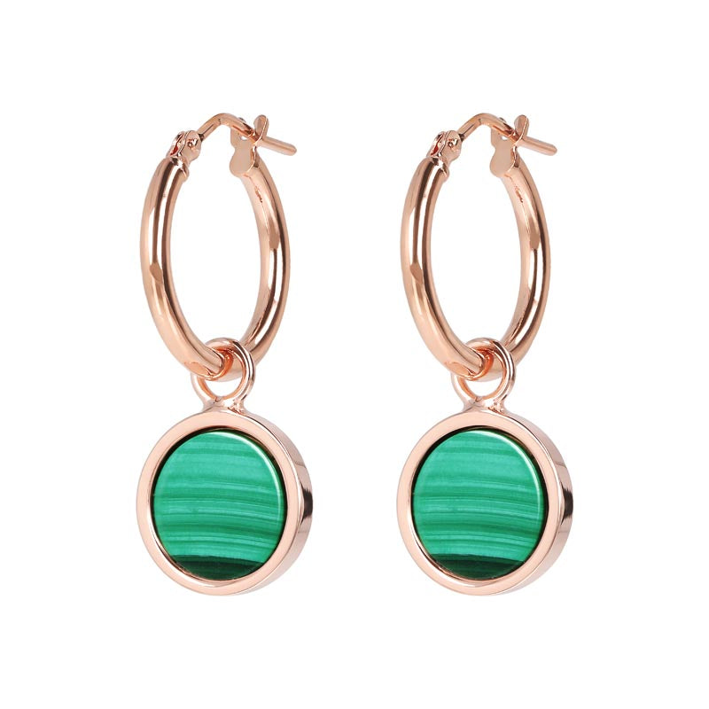 Bronzallure 'Alba' Malachite Hoop Earrings.