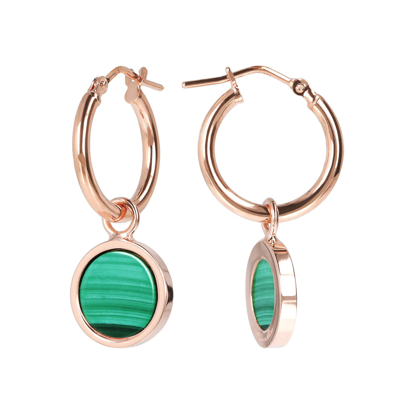 Bronzallure 'Alba' Malachite Hoop Earrings.