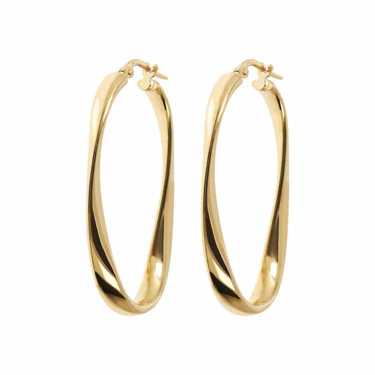 Bronzallure Golden Long Oval Twist Hoops.